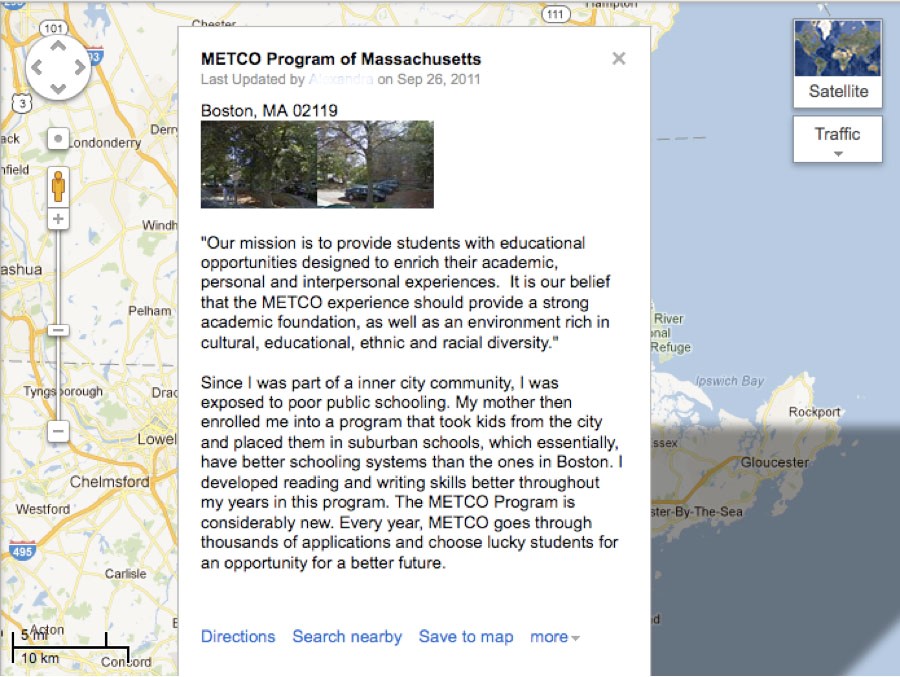 Excerpt of Angie’s Map, highlighting the METCO Program